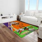 ncaa clemson tigers college sport basketball and foolball team logo rectangle area rug light room ct71