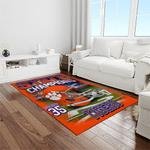 ncaa clemson tigers college sport basketball and foolball team logo rectangle area rug light room ct73