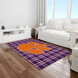 NCAA Clemson Tigers College Sport Basketball And Foolball Team Logo Rectangle Area Rug CT86
