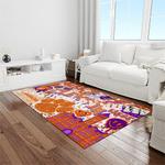 ncaa clemson tigers college sport basketball and foolball team logo rectangle area rug light room ct88