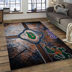 ncaa florida gators college sport basketball and foolball team logo rectangle area rug dark room fg13