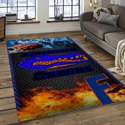 ncaa florida gators college sport basketball and foolball team logo rectangle area rug dark room fg22
