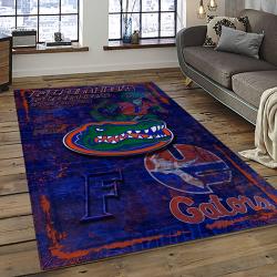 ncaa florida gators college sport basketball and foolball team logo rectangle area rug dark room fg23