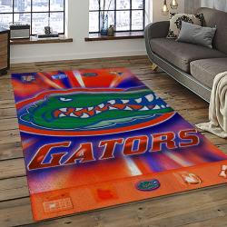 ncaa florida gators college sport basketball and foolball team logo rectangle area rug dark room fg25