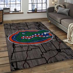 ncaa florida gators college sport basketball and foolball team logo rectangle area rug dark room fg34