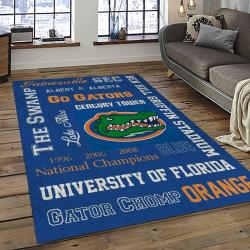 ncaa florida gators college sport basketball and foolball team logo rectangle area rug dark room fg44