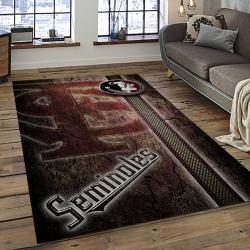 ncaa florida state seminoles sport basketball and foolball team logo rectangle area rug dark room fss07