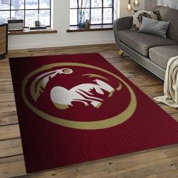 ncaa florida state seminoles sport basketball and foolball team logo rectangle area rug dark room fss09