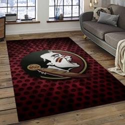 ncaa florida state seminoles sport basketball and foolball team logo rectangle area rug dark room fss10
