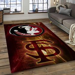 ncaa florida state seminoles sport basketball and foolball team logo rectangle area rug dark room fss21