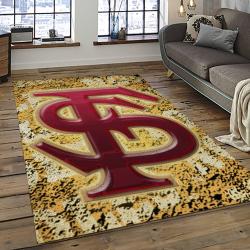 ncaa florida state seminoles sport basketball and foolball team logo rectangle area rug dark room fss22