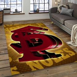 ncaa florida state seminoles sport basketball and foolball team logo rectangle area rug dark room fss23