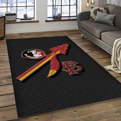 ncaa florida state seminoles sport basketball and foolball team logo rectangle area rug dark room fss25
