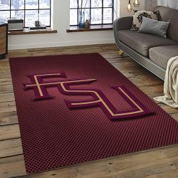 ncaa florida state seminoles sport basketball and foolball team logo rectangle area rug dark room fss29