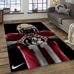 ncaa florida state seminoles sport basketball and foolball team logo rectangle area rug dark room fss32