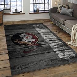ncaa florida state seminoles sport basketball and foolball team logo rectangle area rug dark room fss35