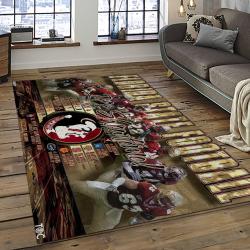 ncaa florida state seminoles sport basketball and foolball team logo rectangle area rug dark room fss39