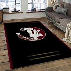 ncaa florida state seminoles sport basketball and foolball team logo rectangle area rug dark room fss47