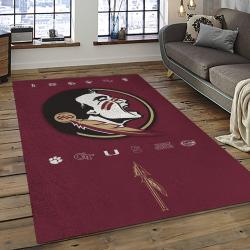 ncaa florida state seminoles sport basketball and foolball team logo rectangle area rug dark room fss48