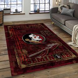 ncaa florida state seminoles sport basketball and foolball team logo rectangle area rug dark room fss50