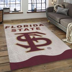 ncaa florida state seminoles sport basketball and foolball team logo rectangle area rug dark room fss51