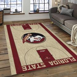 ncaa florida state seminoles sport basketball and foolball team logo rectangle area rug dark room fss53