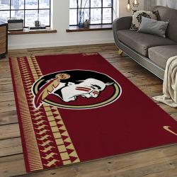 ncaa florida state seminoles sport basketball and foolball team logo rectangle area rug dark room fss58