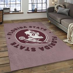 ncaa florida state seminoles sport basketball and foolball team logo rectangle area rug dark room fss60