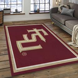 ncaa florida state seminoles sport basketball and foolball team logo rectangle area rug dark room fss64