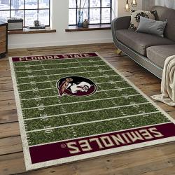 ncaa florida state seminoles sport basketball and foolball team logo rectangle area rug dark room fss65