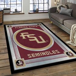 ncaa florida state seminoles sport basketball and foolball team logo rectangle area rug dark room fss69