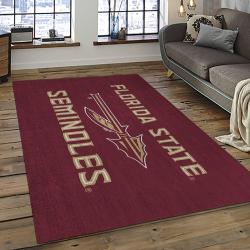 ncaa florida state seminoles sport basketball and foolball team logo rectangle area rug dark room fss70