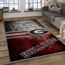 ncaa georgia bulldogs college sport basketball and foolball team logo rectangle area rug dark room gbs01