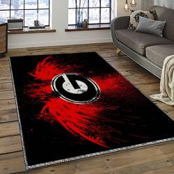 ncaa georgia bulldogs college sport basketball and foolball team logo rectangle area rug dark room gbs04