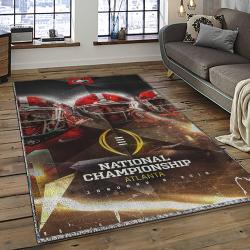 ncaa georgia bulldogs college sport basketball and foolball team logo rectangle area rug dark room gbs06