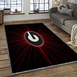 ncaa georgia bulldogs college sport basketball and foolball team logo rectangle area rug dark room gbs09