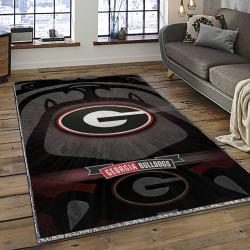 ncaa georgia bulldogs college sport basketball and foolball team logo rectangle area rug dark room gbs10
