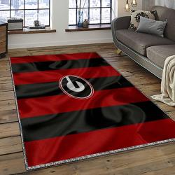 ncaa georgia bulldogs college sport basketball and foolball team logo rectangle area rug dark room gbs16