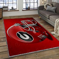ncaa georgia bulldogs college sport basketball and foolball team logo rectangle area rug dark room gbs18