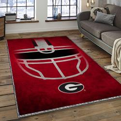 ncaa georgia bulldogs college sport basketball and foolball team logo rectangle area rug dark room gbs19