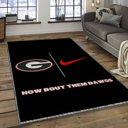 ncaa georgia bulldogs college sport basketball and foolball team logo rectangle area rug dark room gbs20