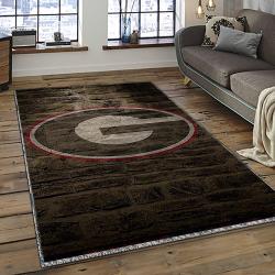 ncaa georgia bulldogs college sport basketball and foolball team logo rectangle area rug dark room gbs22