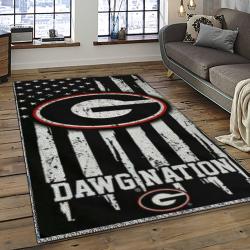 ncaa georgia bulldogs college sport basketball and foolball team logo rectangle area rug dark room gbs24