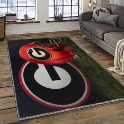 ncaa georgia bulldogs college sport basketball and foolball team logo rectangle area rug dark room gbs28