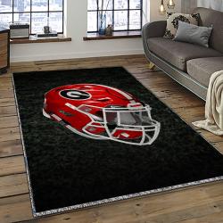 ncaa georgia bulldogs college sport basketball and foolball team logo rectangle area rug dark room gbs29