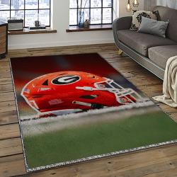 ncaa georgia bulldogs college sport basketball and foolball team logo rectangle area rug dark room gbs30