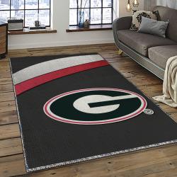 ncaa georgia bulldogs college sport basketball and foolball team logo rectangle area rug dark room gbs31