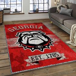 ncaa georgia bulldogs college sport basketball and foolball team logo rectangle area rug dark room gbs34