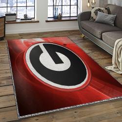ncaa georgia bulldogs college sport basketball and foolball team logo rectangle area rug dark room gbs35