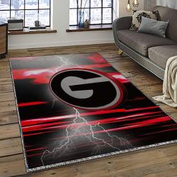 ncaa georgia bulldogs college sport basketball and foolball team logo rectangle area rug dark room gbs36